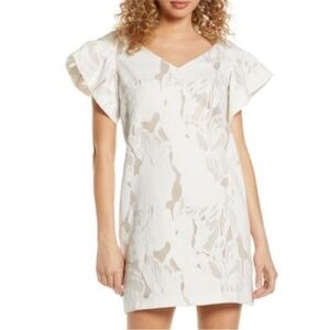 Mark & James Badgley Mischka Ivory Lace Overlay Shift Dress